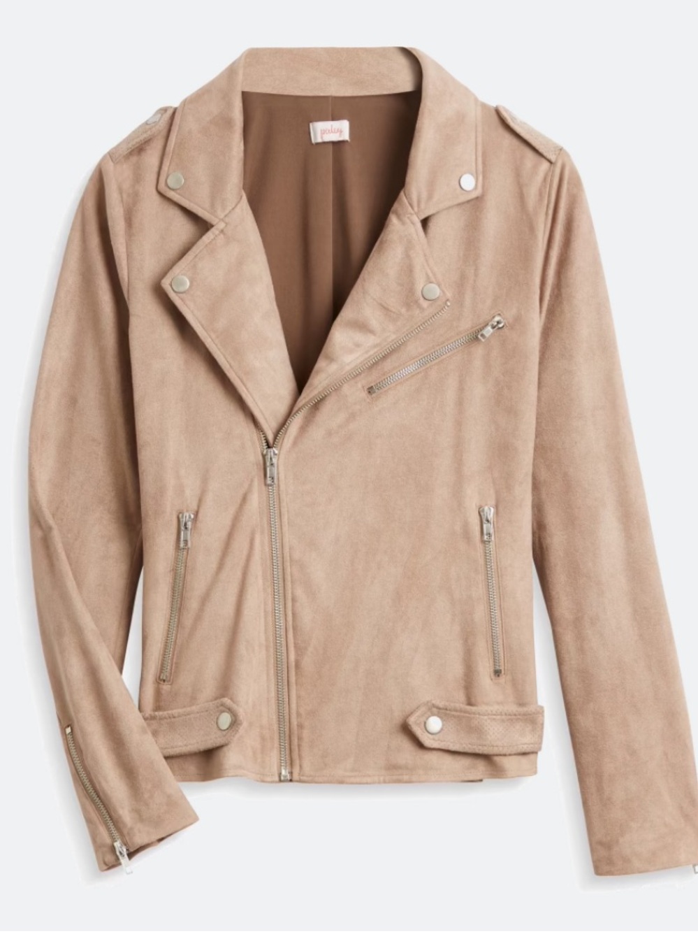 Market & Spruce Pixley Kendari Faux Suede Moto Jacket Taupe XXL